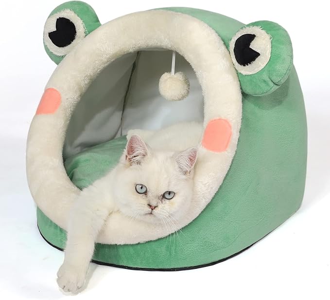Jiupety Cute Cat Bed, Indoor Lovely Velvet Igloo - Image 6