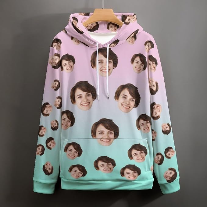 Artsadd Custom Face Unisex athletic Pockets Sweatshirt Loose Hoodie Custom - Image 4