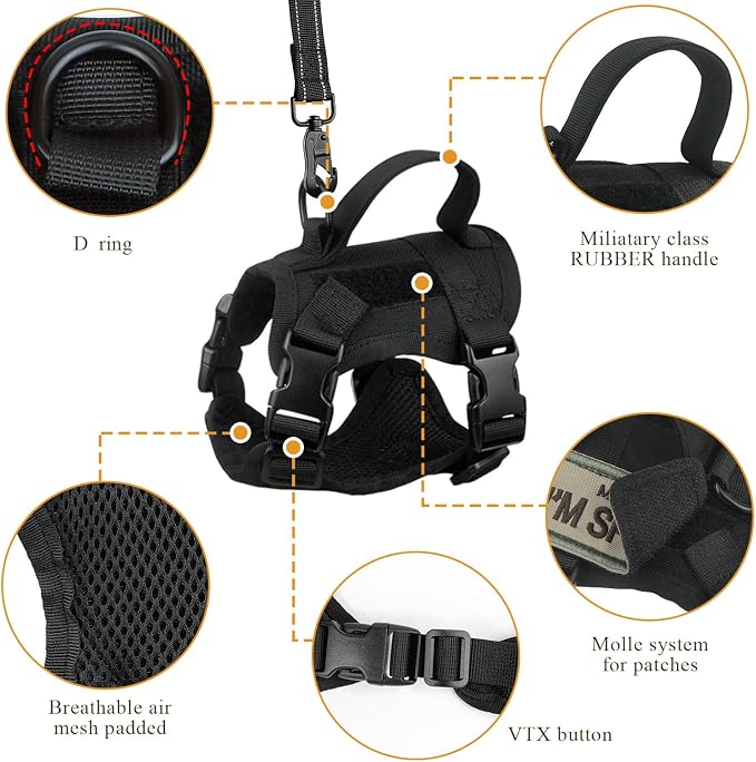 Tactical Cat Harness for Walking Escape Proof, Soft Mesh Adjustable Pet Vest - Image 6