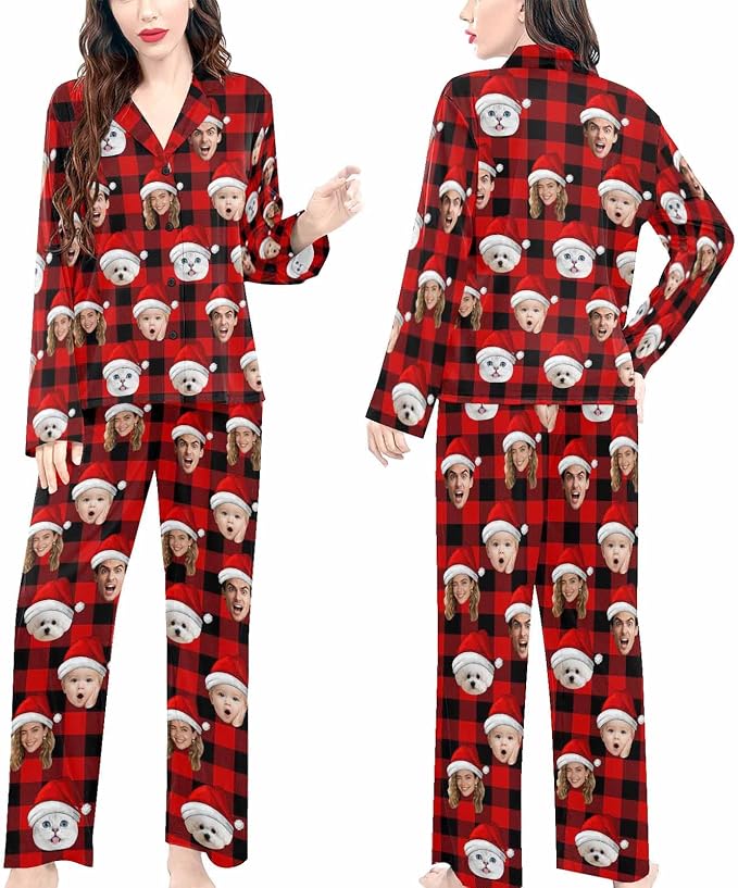 Artsadd Custom Pajamas for Women Men Family, Personalized Face Pjs Pajama Pants - Image 4