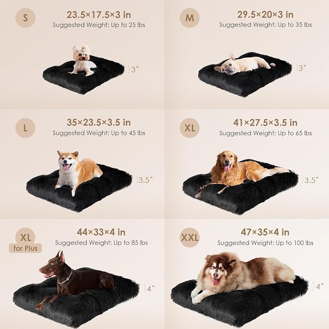 EHEYCIGA Fluffy Dog Crate Bed for Large Dogs, Plush Faux Fur Crate Pad - Image 2