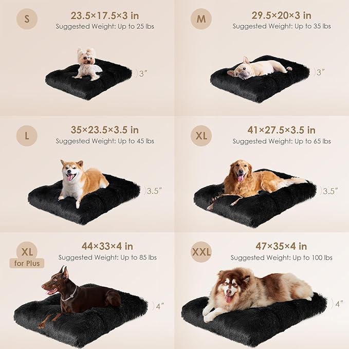 EHEYCIGA Fluffy Dog Crate Bed for Medium Dogs, Plush Faux Fur Crate Pad - Image 2