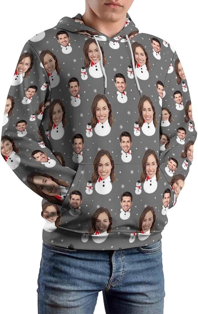 Artsadd Custom Face Unisex athletic Pockets Sweatshirt Loose Hoodie Custom - Image 6