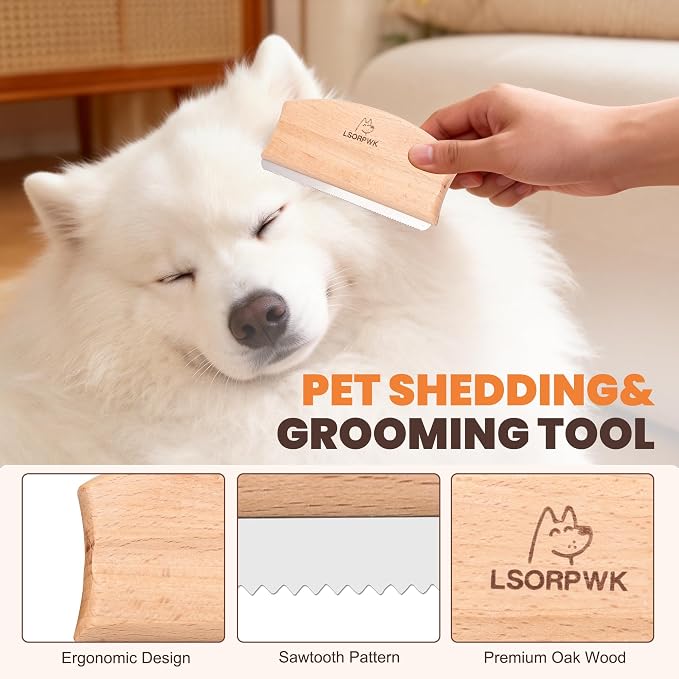Deshedding Grooming Tool for Dogs, Cats & Horses, Pet Hair Brush, Works for - Image 5