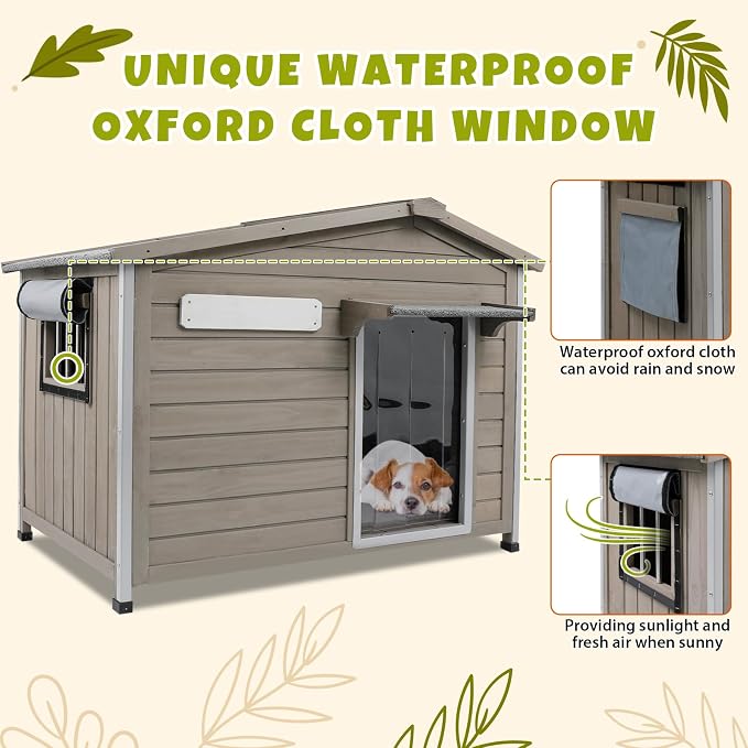 PetsCosset 40.2" L Large Dog House Outdoor & Indoor, Fir Wood Dog Kennel - Image 3