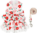 Dog Harness Dress Leash Set for Small Dog Summer Clothes Girl Female Puppy Cats by ABRRLO