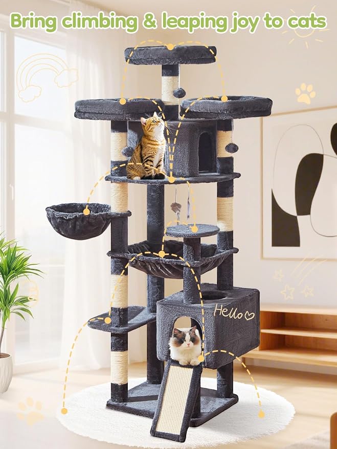 Taoqimiao 76-Inch Cat Tree XXL for Large Cats, Giant Cat Tower - Image 8