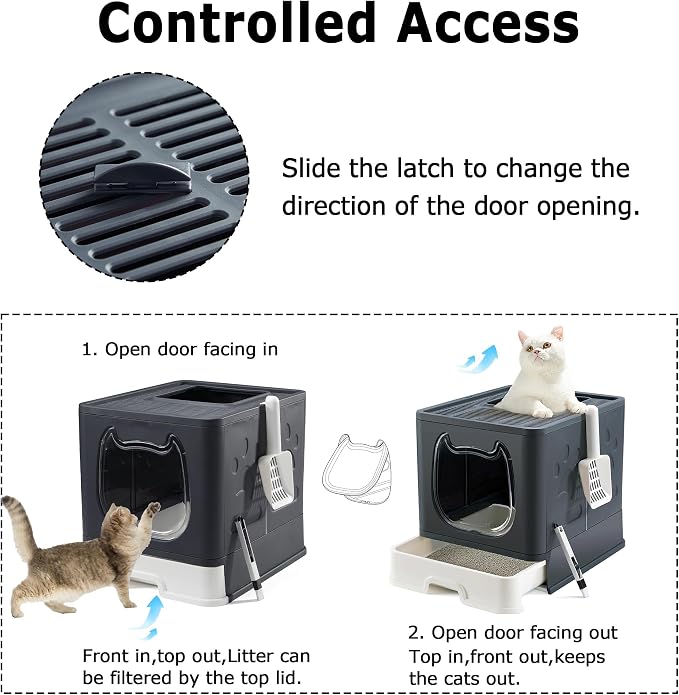 Gefryco Cat Litter Box with Lid, Top Entry Kitten Litter Box with Controlled - Image 2