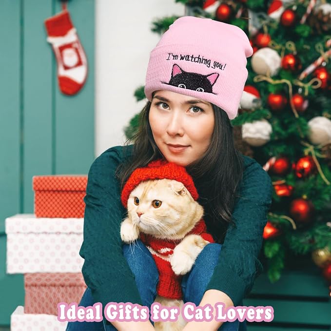 Women’s Cat Beanie, Cute Animal Knitted Hats Cat Lovers Gifts, Funny Christmas - Image 6