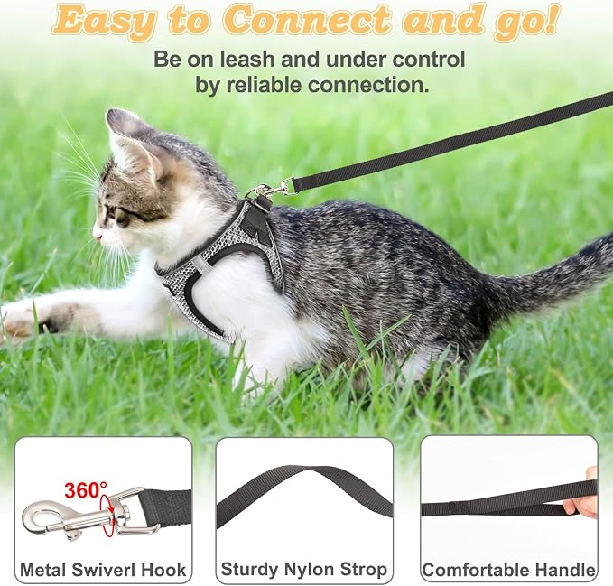 Cat Harness and Leash for Walking Escape Proof, Adjustable Kitten Vest Harness - Image 3