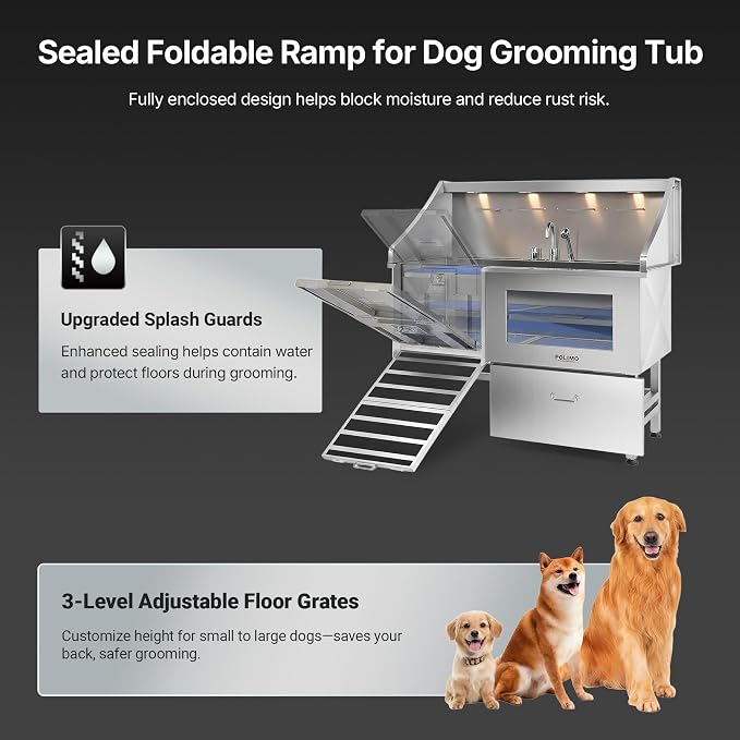 Dog Washing Station with LED Display, 304 Stainless Steel Pet Wash Sink - Image 5