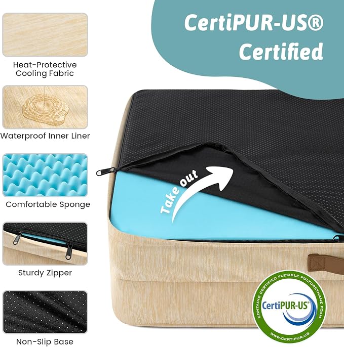 Cooling Dog Bed for Extra Large Dogs, Q-Max >0.4 Summer Cool Orthopedic Foam - Image 7