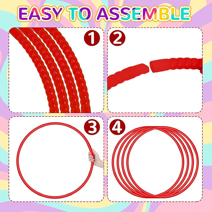 Shappy 6 Pcs Exercise Hoop Detachable Adjustable Plastic Toy Playground Toys - Image 3