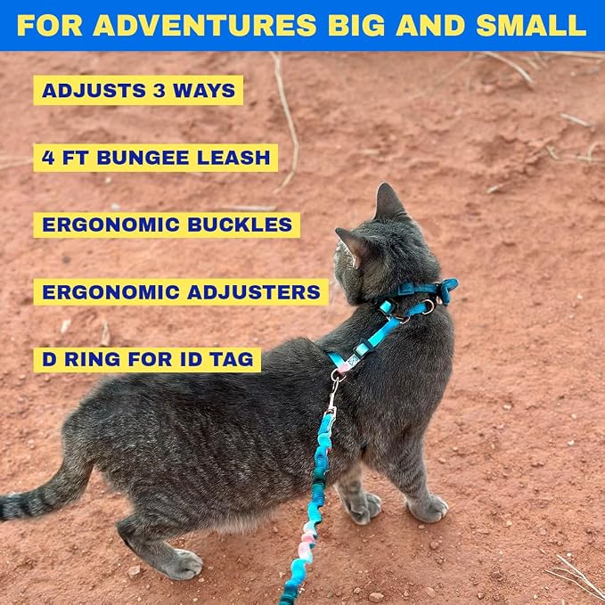 Travel Cat Harness and Bungee Leash Set - 2 in 1 Adjustable Escape Proof Cat - Image 3