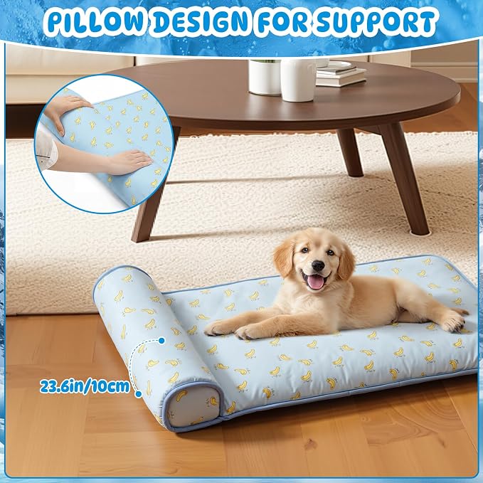 4 Pack Cooling Dog Mats with Supportive Pillow 23.6" x 31.5" Self Cooling Dog - Image 4
