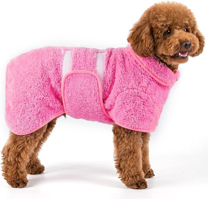 Dog Bathrobe, Super Absorbent for Small to Large Dogs, Rose Pink S by Bienbee