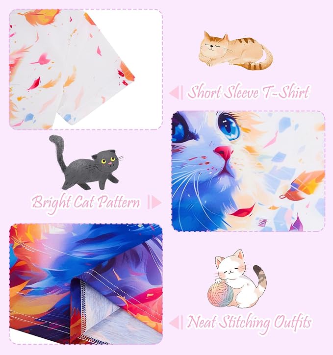 Funnycokid Girls Shirts Cat T Shirt Size 5-12 Clothes - Image 5