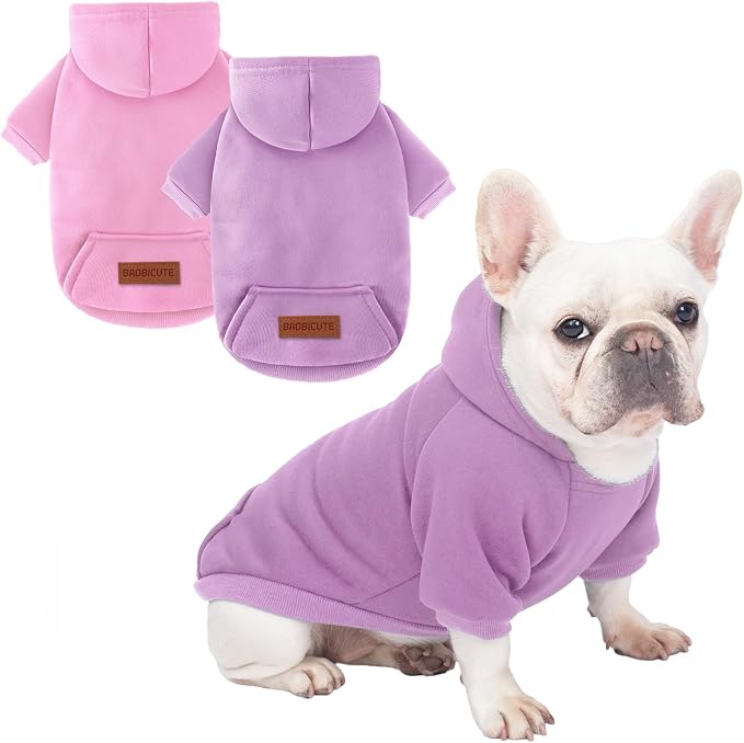 2 Pack Dog Hoodie Warm Hood Dog Sweater Cold Weather Small Dogs Sweatshirt by BAOBICUTE