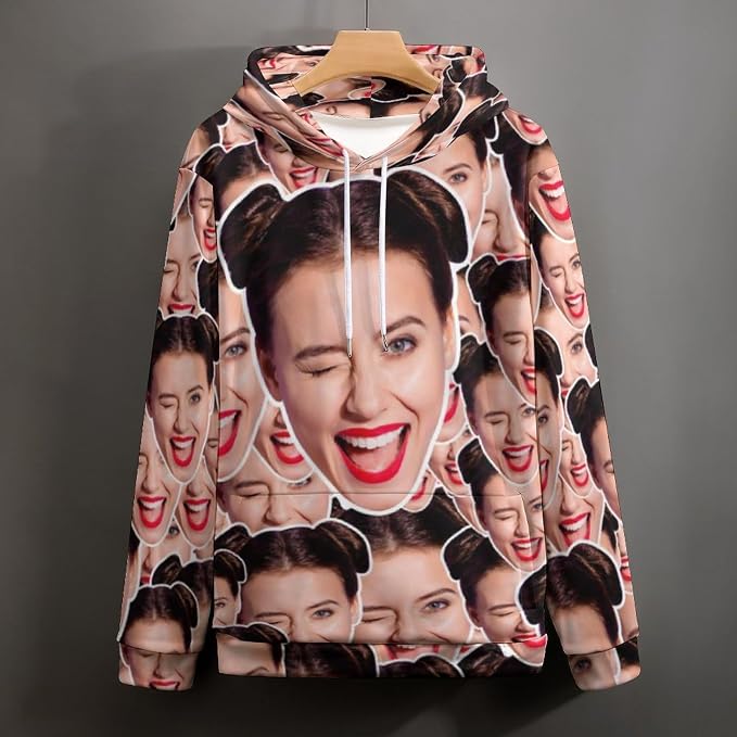 Artsadd Custom Face Unisex athletic Pockets Sweatshirt Loose Hoodie Custom - Image 5