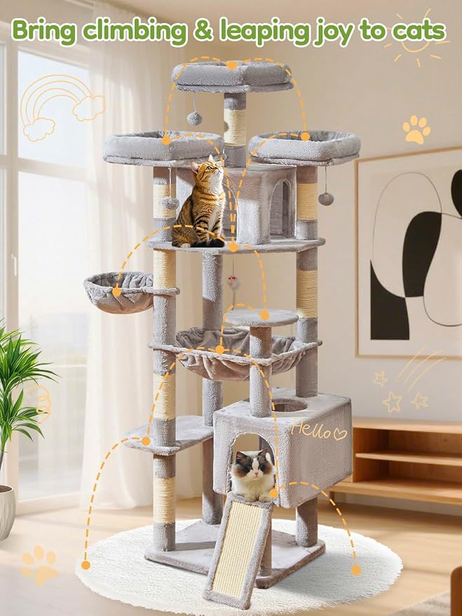 Taoqimiao 76-Inch Cat Tree XXL for Large Cats, Giant Cat Tower - Image 9