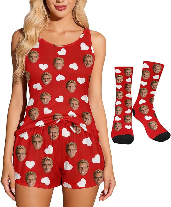 Artsadd Custom Pajamas for Women Men Family, Personalized Face Pjs Pajama Pants by Artsadd