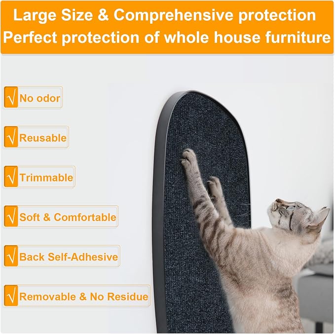Large Cat Scratching Mat, Trimmable DIY Cat Wall Climbing Carpet, Cat Couch - Image 2