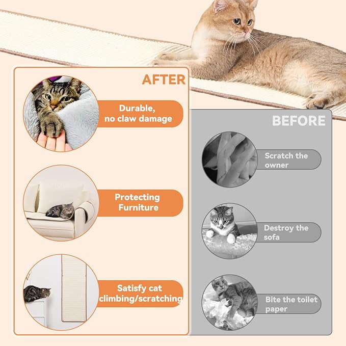 66.93x13.38x0.32 inch Thickened Cat Wall Scratcher Carpet, Cat Climbing Wall - Image 3