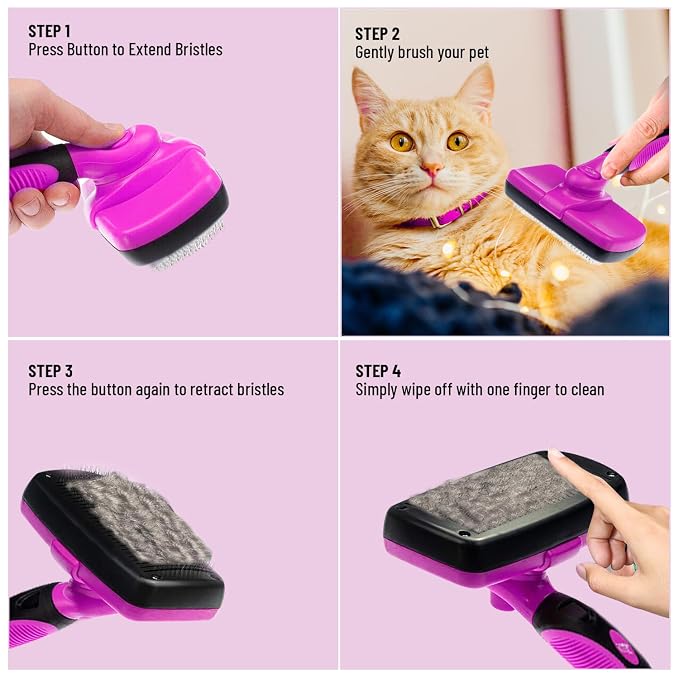 Self Cleaning Slicker Brush for Cat and Dog Coat - Image 4