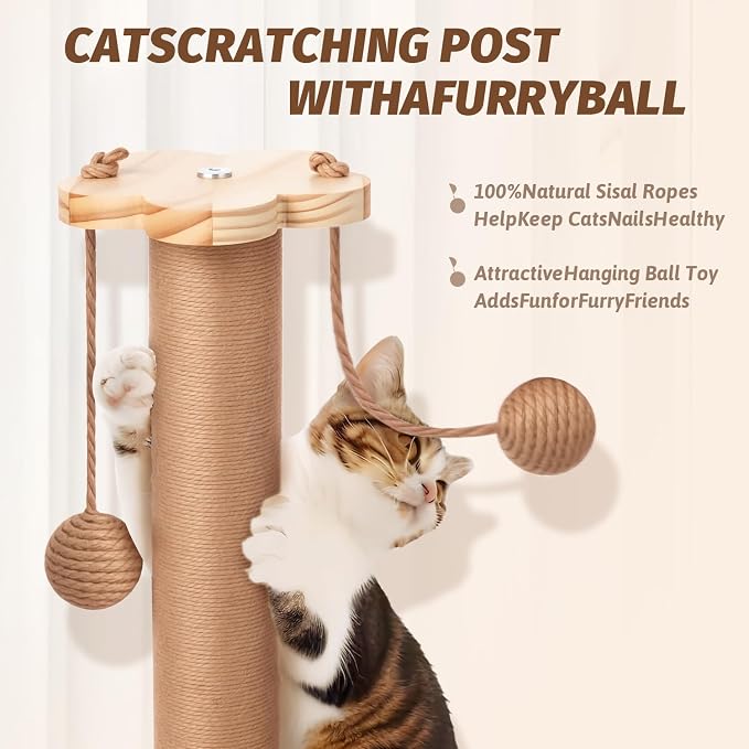 4 in 1 Cat Scratching Post. Wooden Kitten Scratching Post. Kitten Toys - Image 2