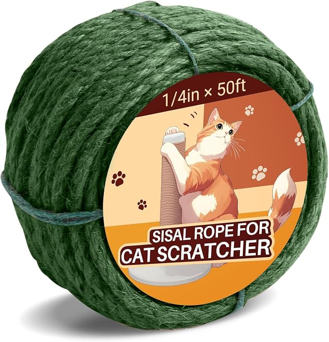 Sisal Rope for Cat Scratcher 1/4" 50 Ft Cat Tree Twine for Repairing Cat by Unknown