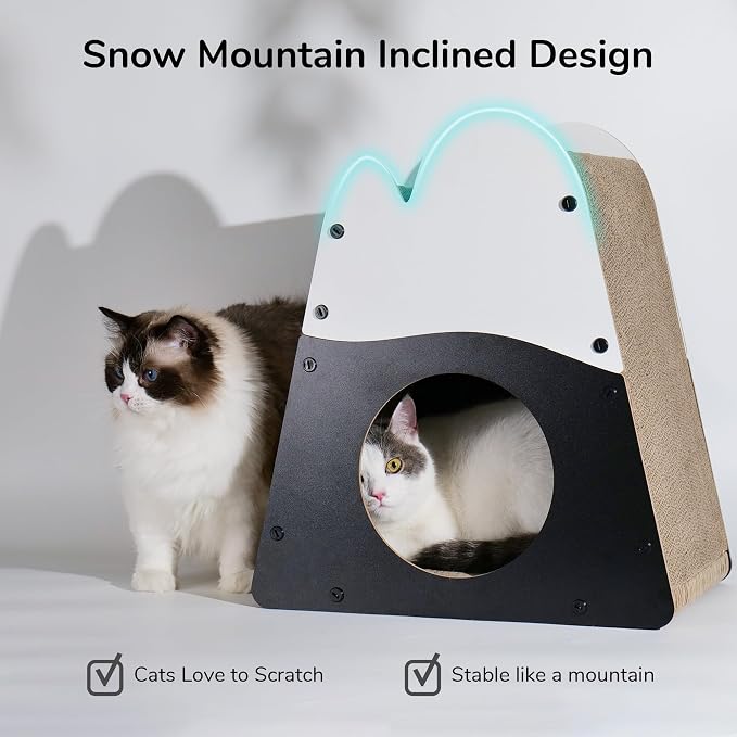 FUKUMARU Cat Scratcher House, 19.5 Inch Cozy Cardboard Cat Scratcher, Moutain - Image 3