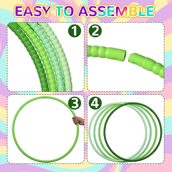 Sratte 8 Pcs Color Hoop Detachable Adjustable Exercise Ring Plastic Hoop - Image 2
