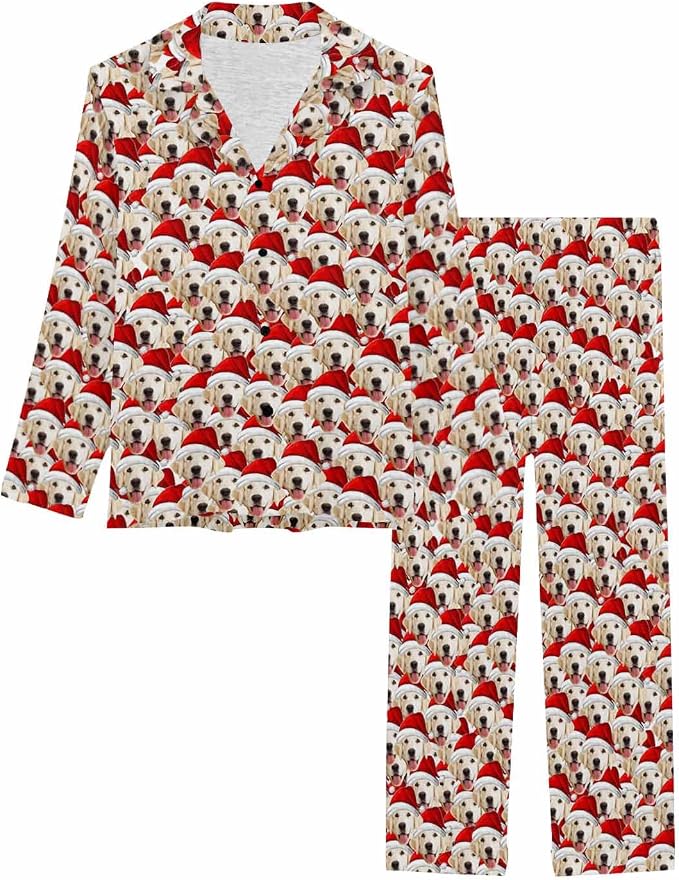 MyPupSocks Custom Face Pajamas for Women Set, Personalized Photo Long Sleepwear - Image 3