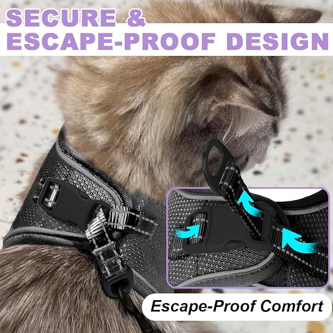 Cat Harness and Leash Set, Escape Proof Kitten Harness, Step in Adjustable Soft - Image 2