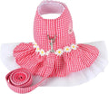 Small Dog Dress with Leash Set Adjustable Dog Harness Dress with D Ring by Unknown