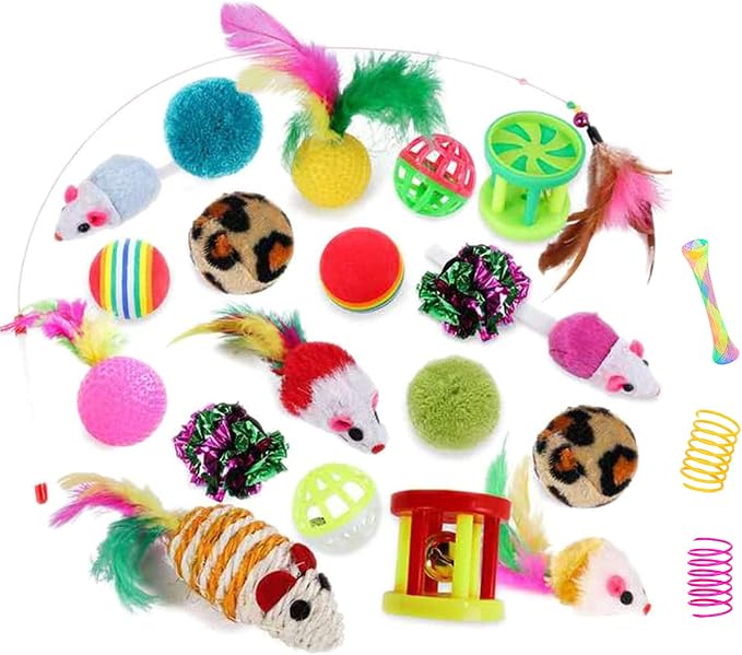 32Pcs Cat Toys Kitten Interactive Pet Toys Assortments, Foldable Rainbow Tunnel - Image 5
