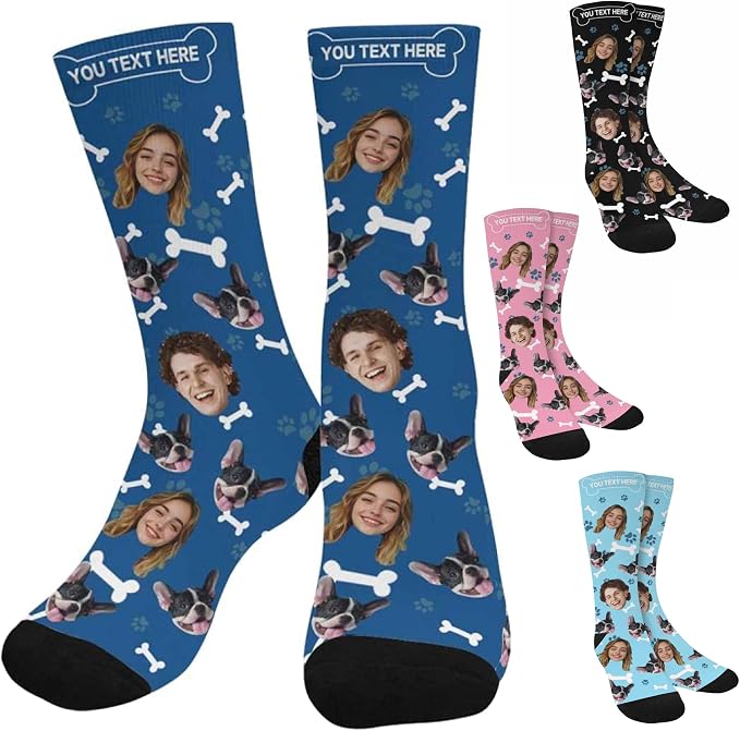 Artsadd Custom Face Socks for Women Men Cat Dog Lovers, Customized Unisex Funny by Artsadd