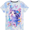 Funnycokid Girls Shirts Cat T Shirt Size 5-12 Clothes by Funnycokid