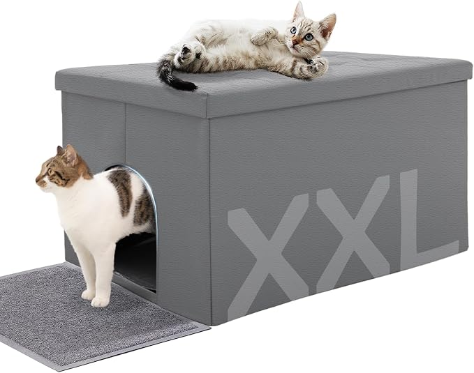 MEEXPAWS Cat Litter Box Enclosure Furniture Hidden, Cat Washroom Bench Storage by PETPRODUCTS