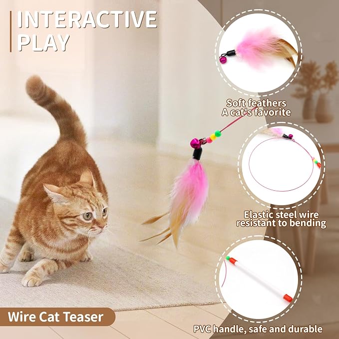 25-Piece Cat Toys Kit with Rainbow Tunnel - Image 7