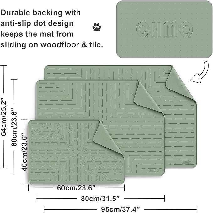OHMO Cat Litter Mat XXL Trapping Mat Premium Silicone Rubber 37.5x25.2 Sage - Image 5