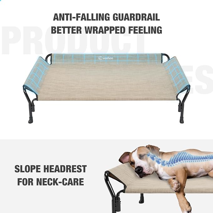 Veehoo Cooling Elevated Dog Bed, XL Raised Pet Cot - Image 2