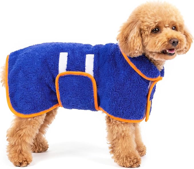 Dog Bathrobe, Super Absorbent for Small to Large Dogs, Dark Blue S by Bienbee