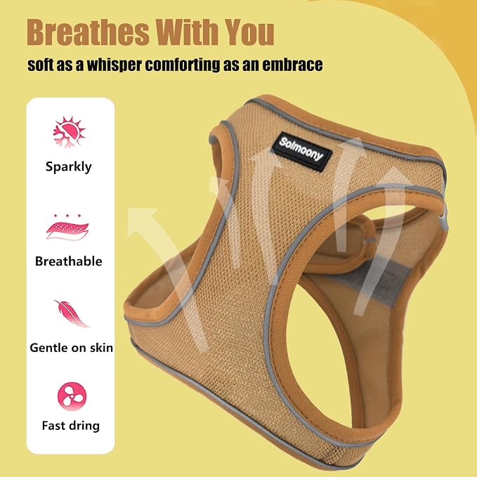 Solmoony Sparkly XXXS Dog Harness and Leash Set, Step in Soft Light Puppy Vest - Image 5