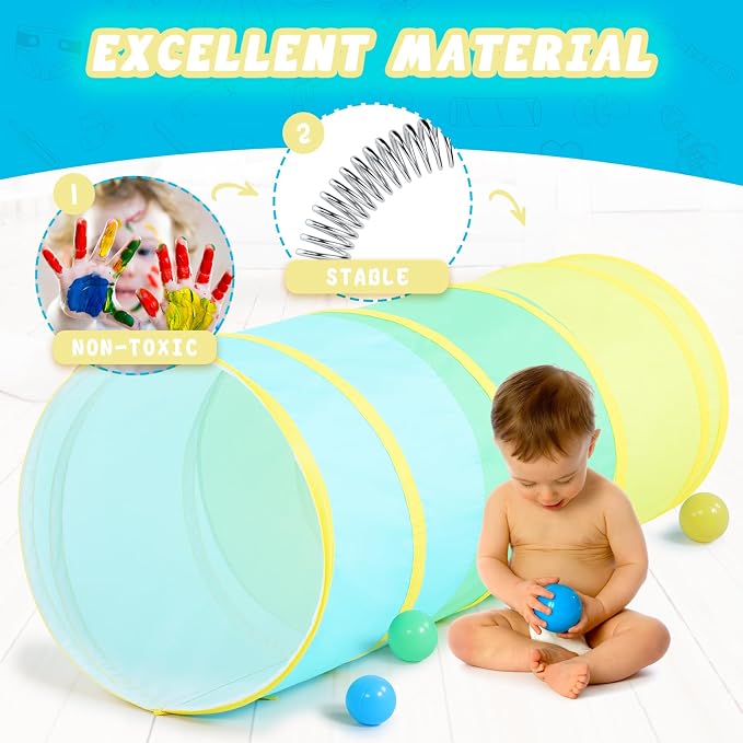 PigPigPen Kids Play Tunnel for Toddlers, Pop Up Tent for Babies or Dogs - Image 2