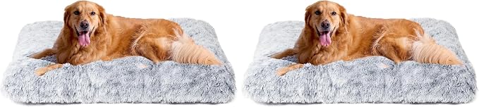 EHEYCIGA Fluffy Dog Crate Bed for Extra Large Dogs, Plush Faux Fur Pad by EHEYCIGA