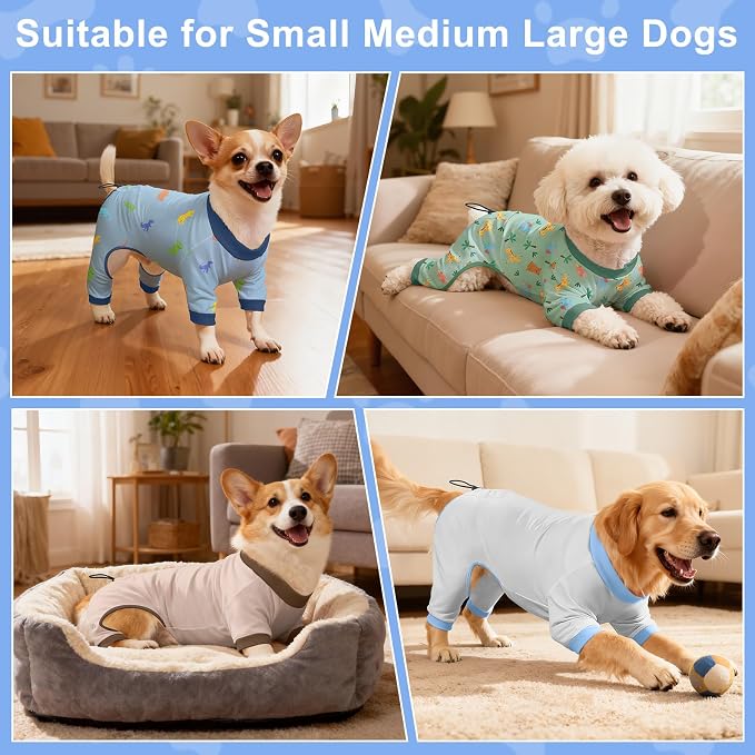 Bienbee Dog Pajamas, 4 Pack Dog Recovery Suit Shedding Suit Cute Soft Puppy - Image 3