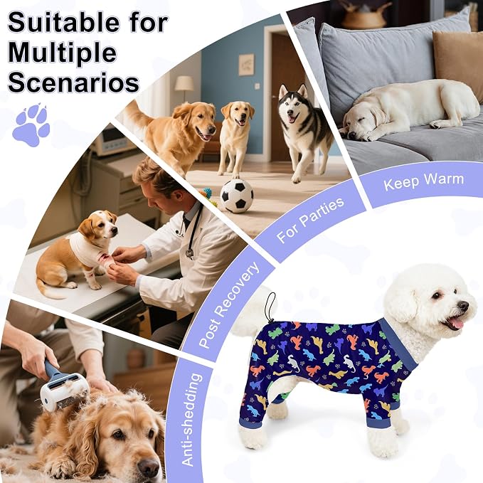 Bienbee Dog Pajamas, 4 Pack Dog Recovery Suit Shedding Suit Cute Soft Puppy - Image 7