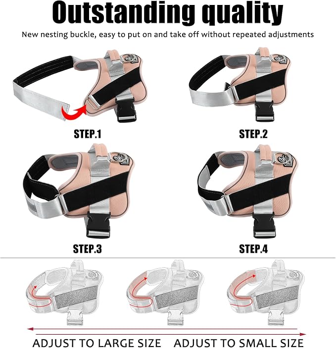 Bolux Dog Harness, No-Pull Reflective Dog Vest, Breathable Adjustable Pet - Image 3