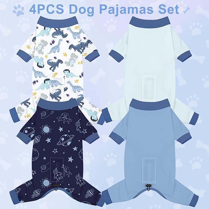 Bienbee Dog Pajamas, 4 Pack Dog Recovery Suit Shedding Suit Cute Soft Puppy - Image 2